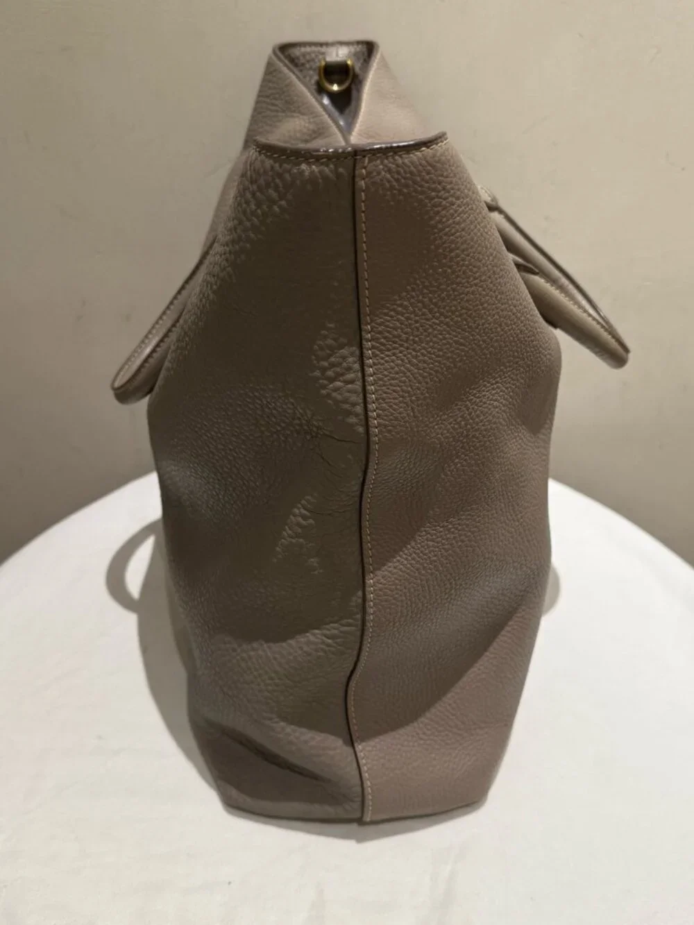 Prada Vitello Daino Elephant Grey Grain Leather Large Tote Handbag